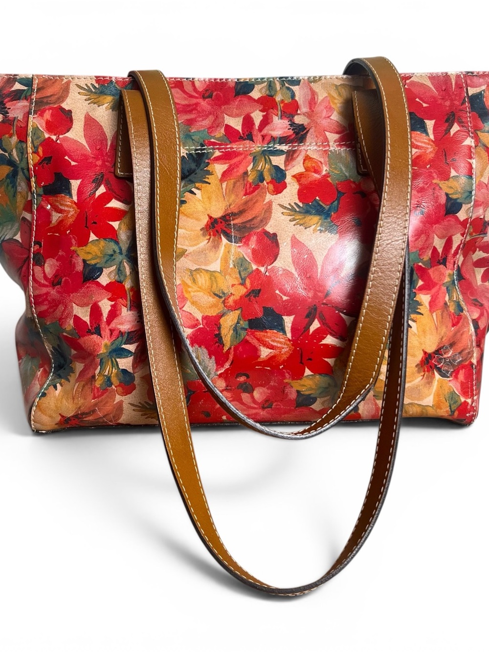 Patricia Nash Floral Leather Tote Bag - Red Multi, Computer Tote Bag